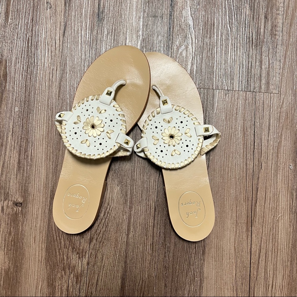 Jack Rogers Sandals White and Gold Size 8.5